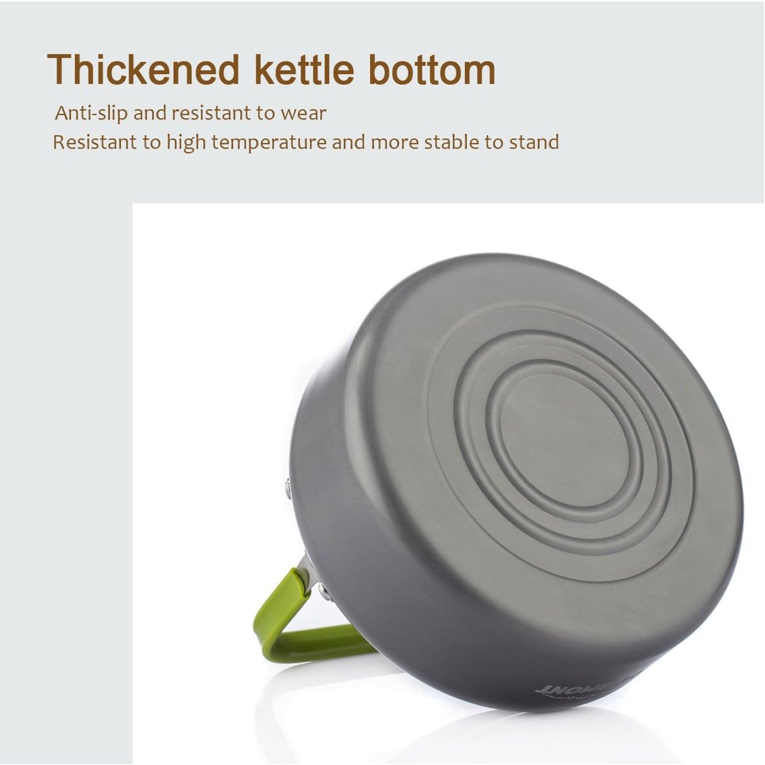 Overmont 1.2L Aluminium Camping Kettle, detail view
