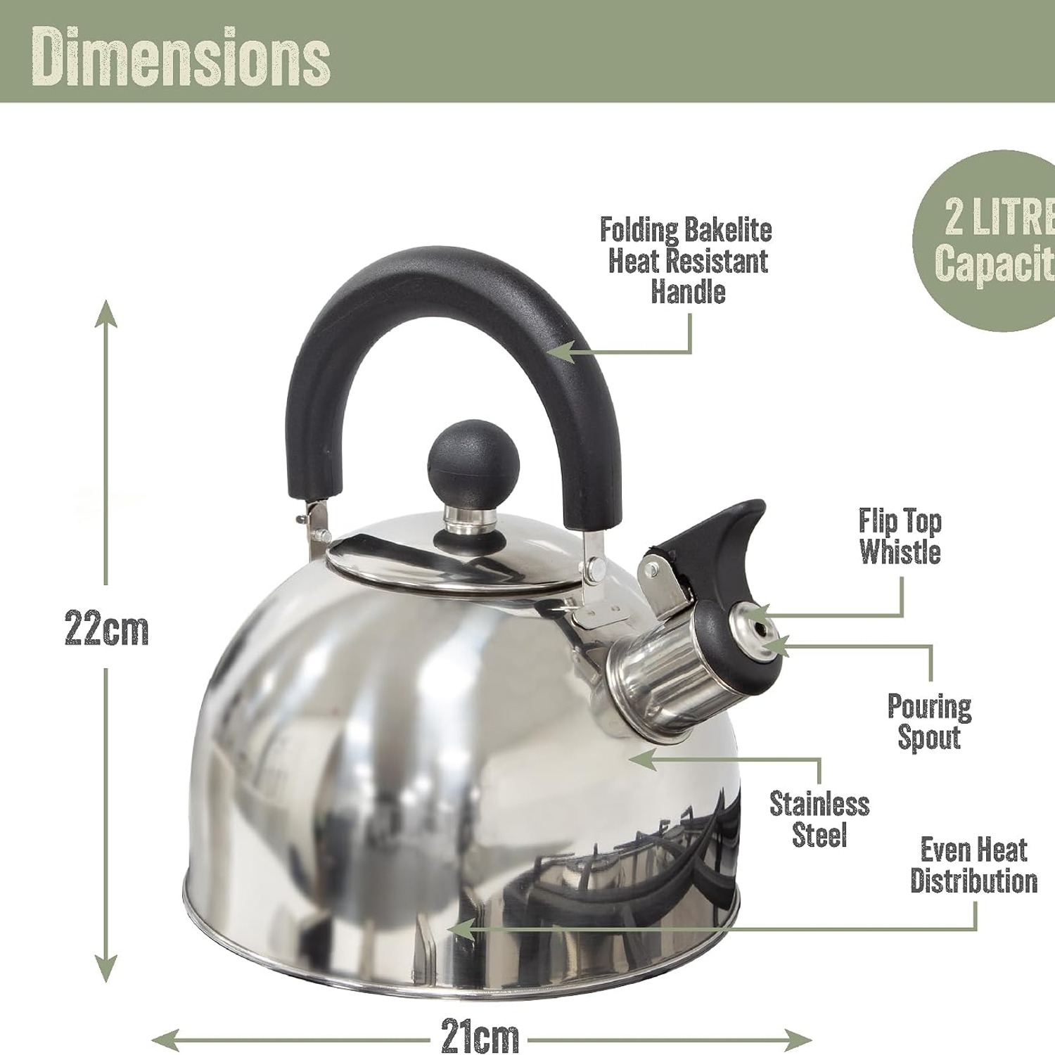 2L Whistling Camping Kettle