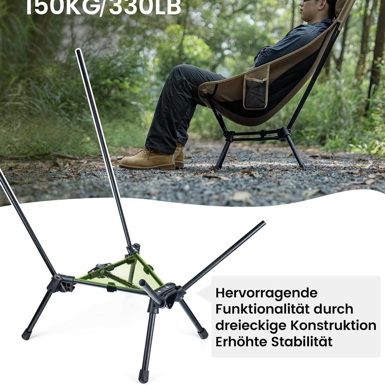 High Back Camping Chair with Headrest and Aluminium Frame