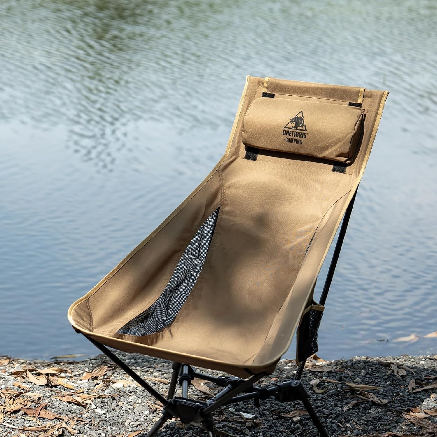 High Back Camping Chair with Headrest and Aluminium Frame: image 8