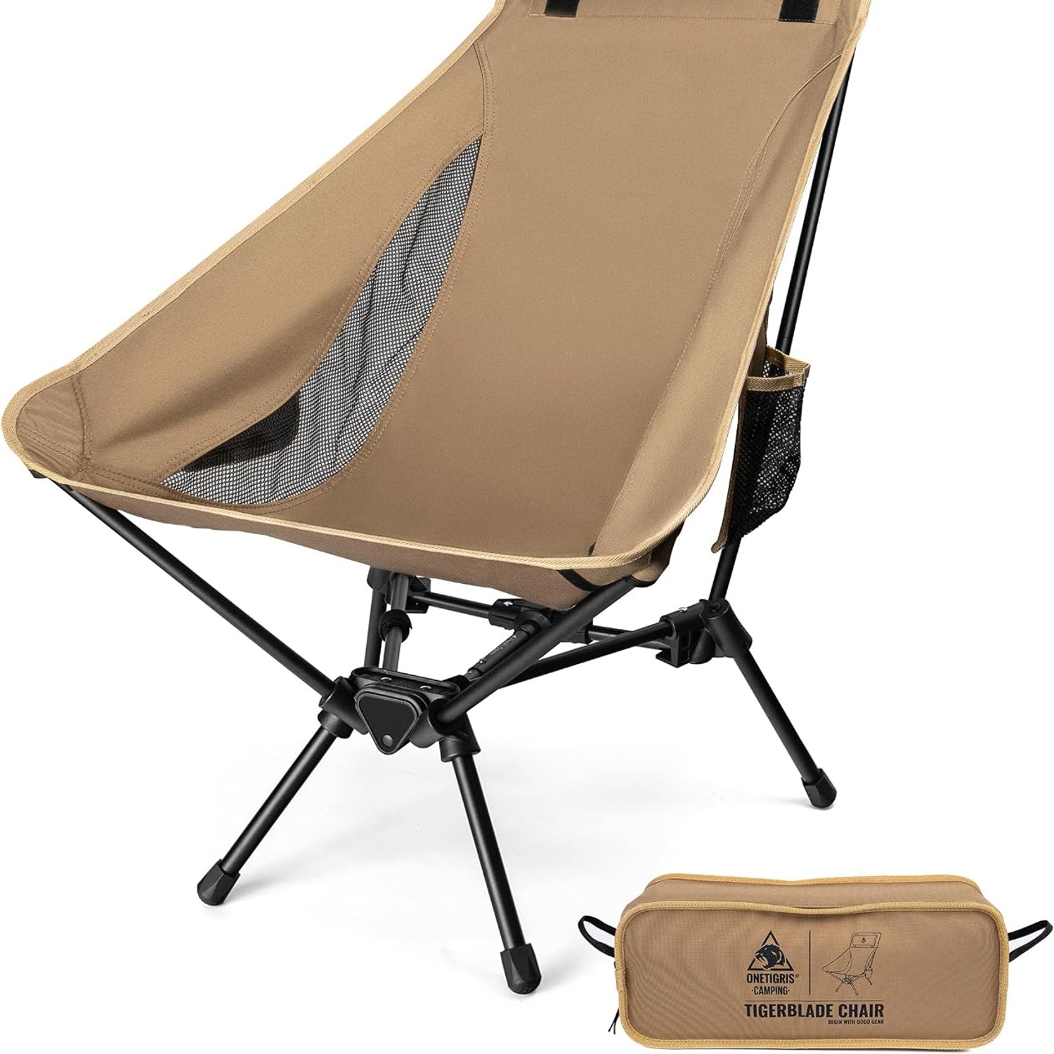 High Back Camping Chair with Headrest and Aluminium Frame