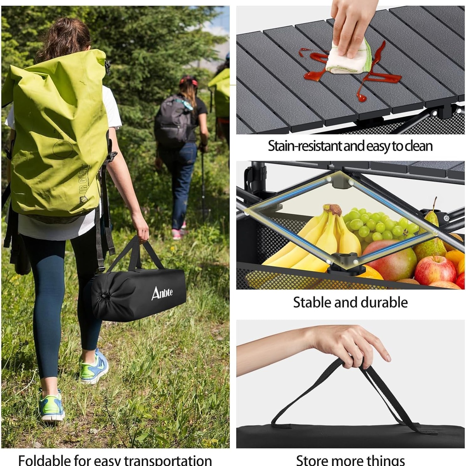 Anbte Roll Top Camping Table (3ft, Two Heights): image 6