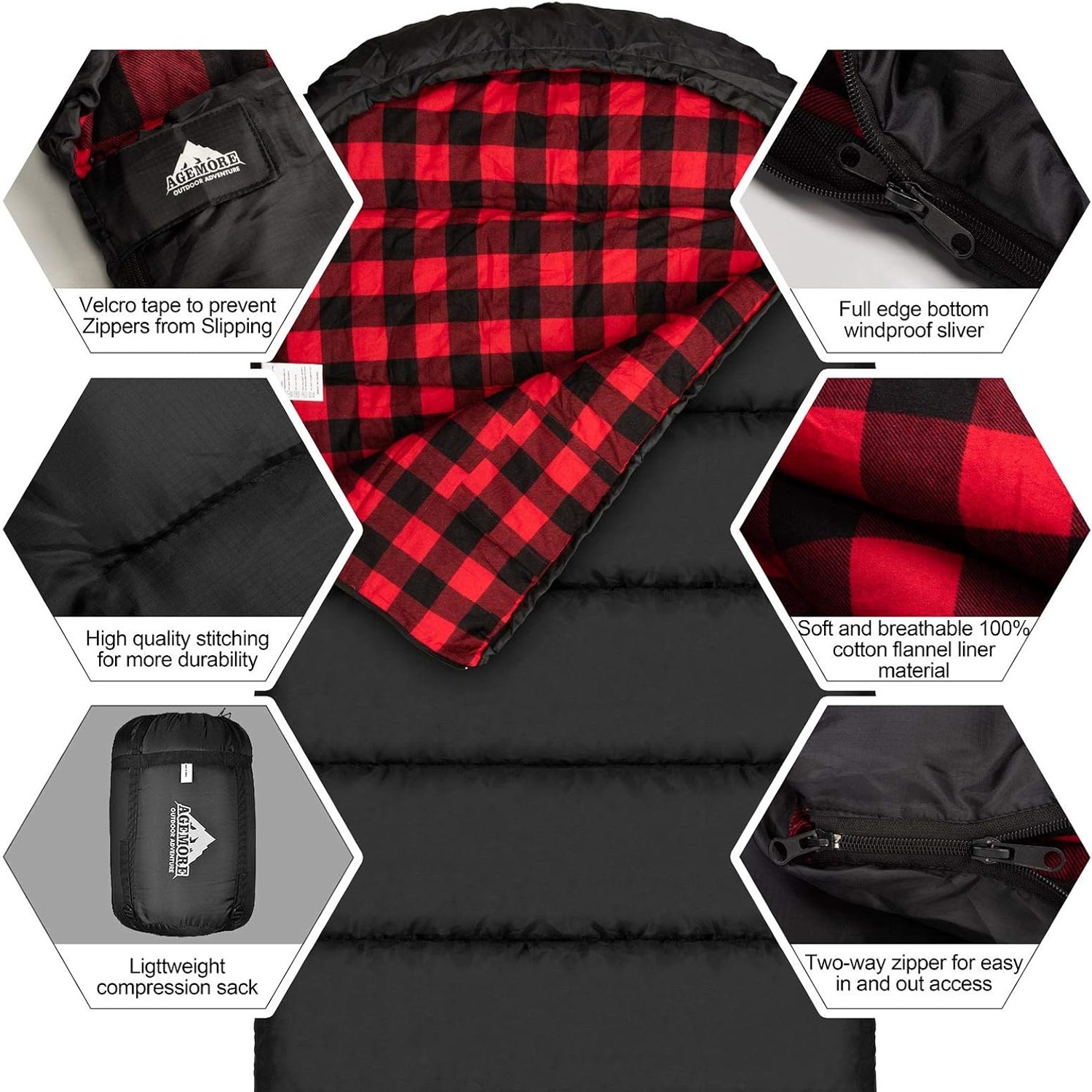 Mcota Cotton Flannel Lined Sleeping Bag (X-Large, 1 Person): image 4