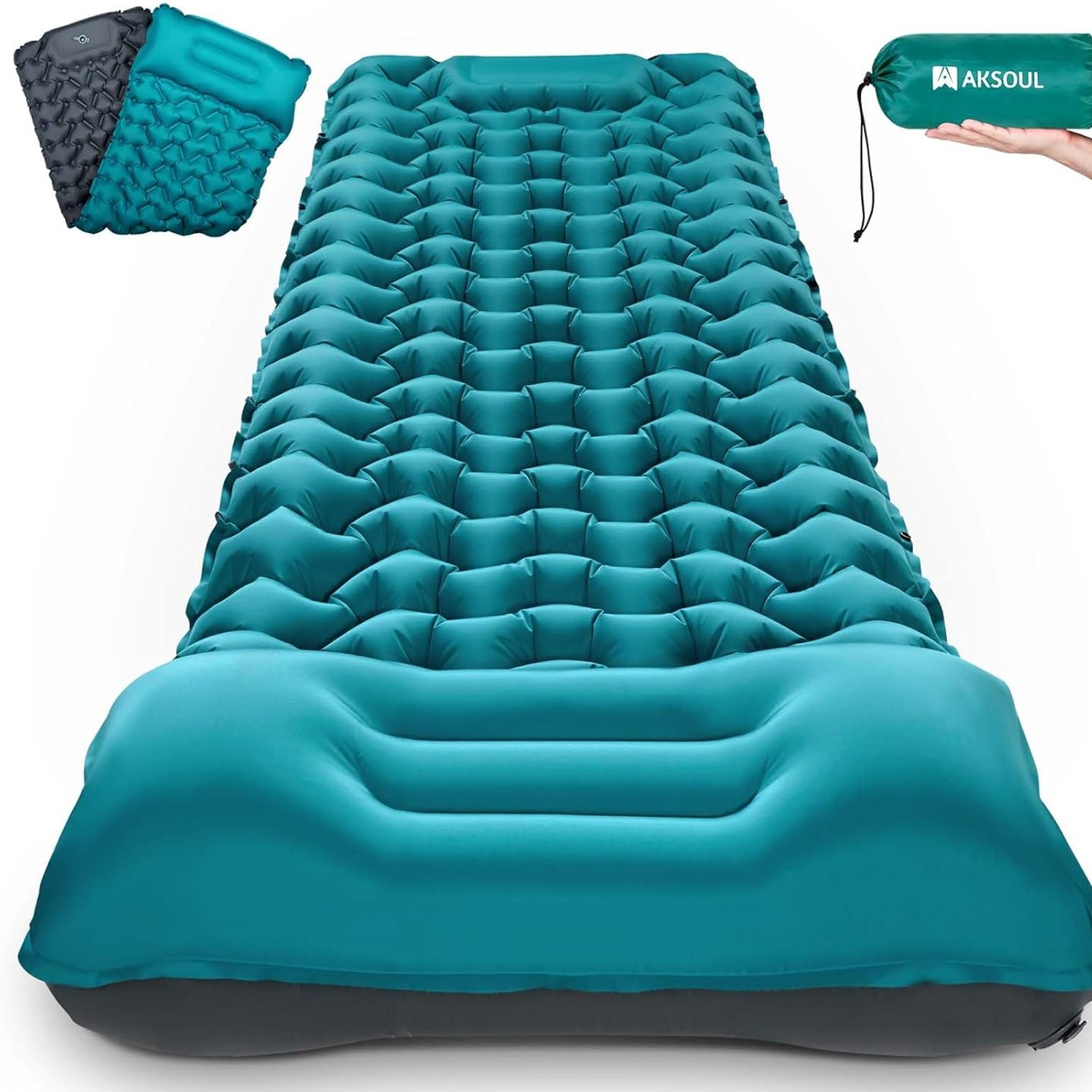 Extra Thick Camping Sleeping Pad with Built-In Foot Pump and Pillow
