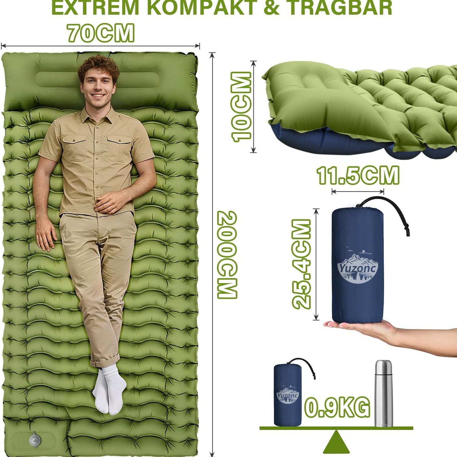 Foot Pump Camping Air Mattress with Built-In Pillow