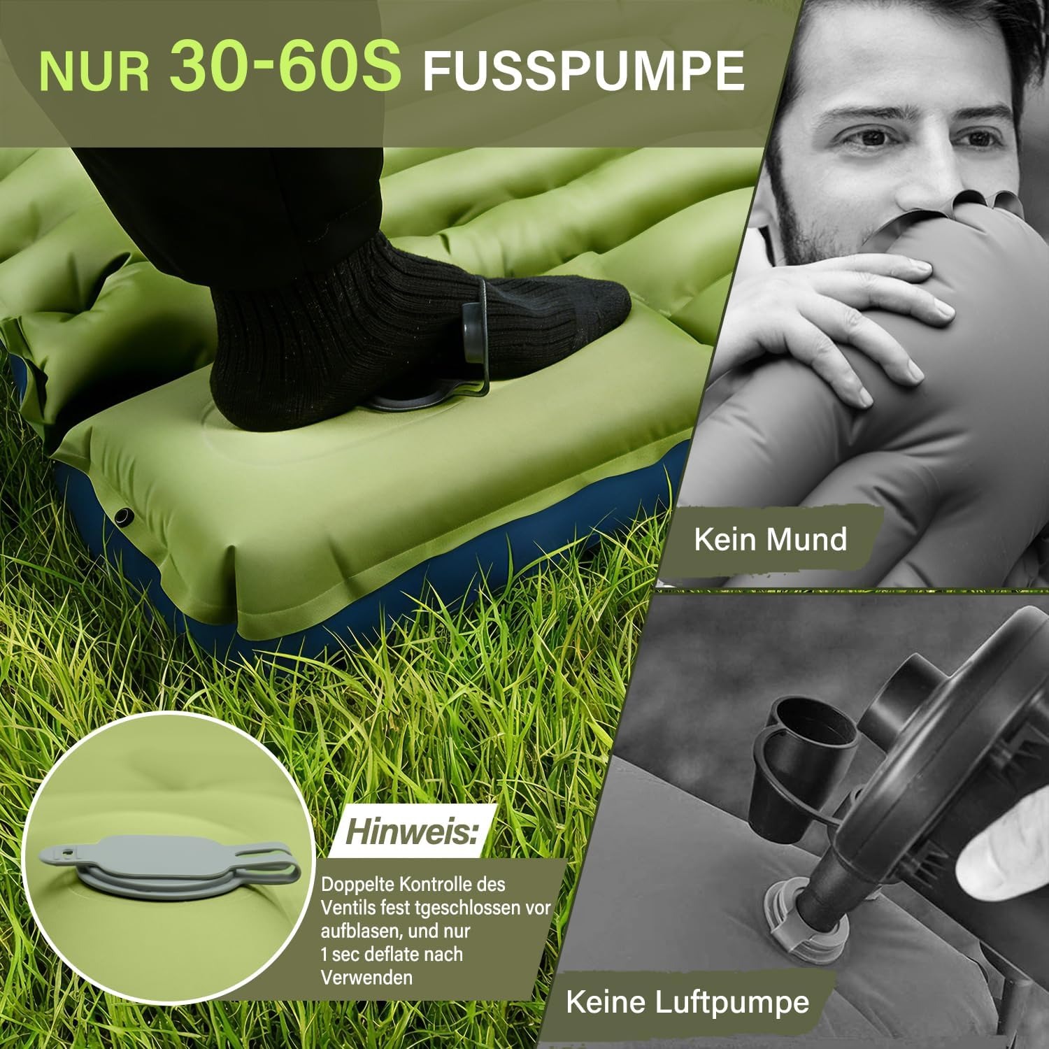 Foot Pump Camping Air Mattress with Built-In Pillow