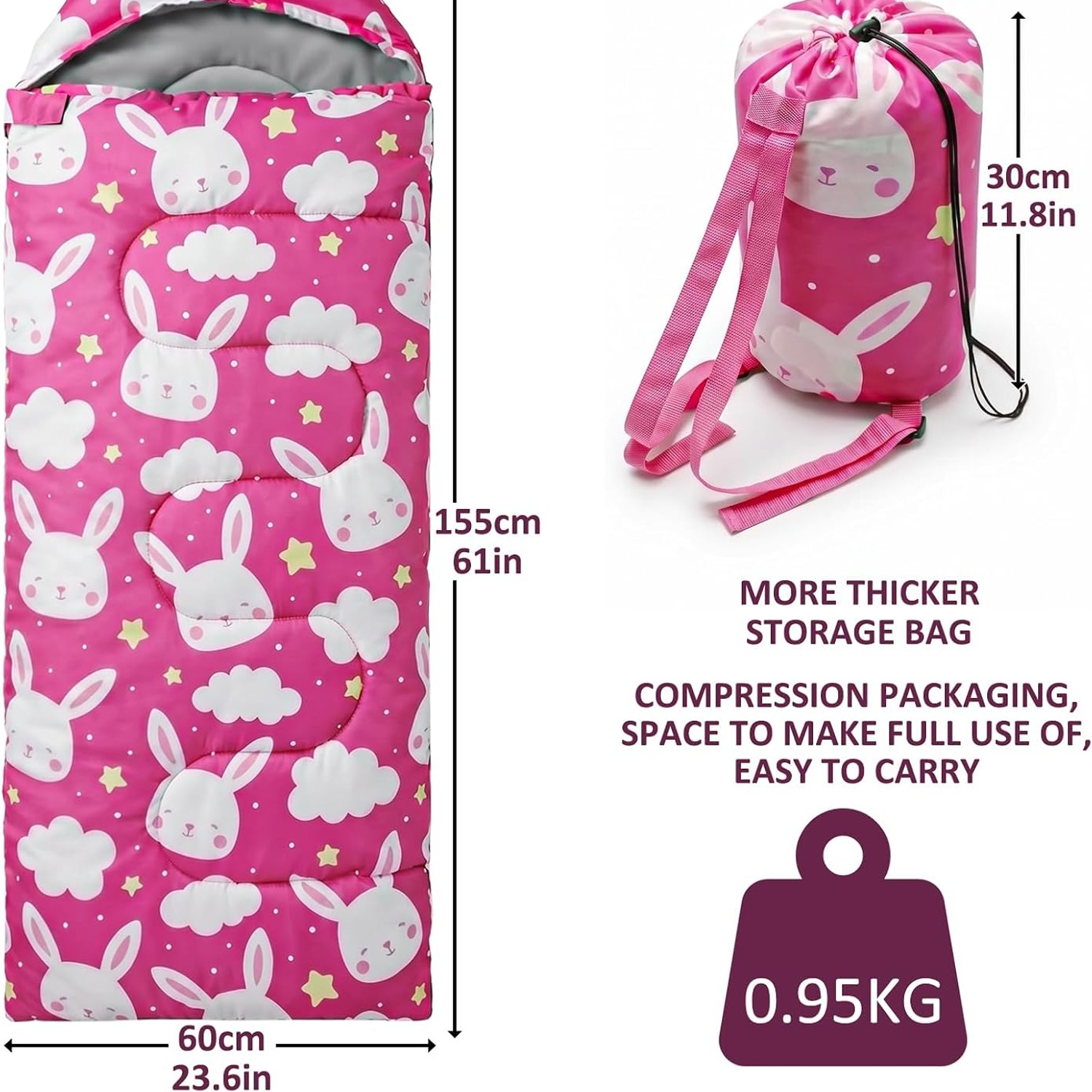 Kids Camping Sleeping Bag with Compression Carry Sack: image 5