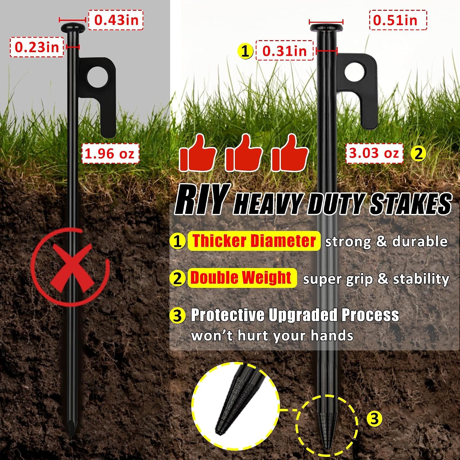 Heavy Duty Forged Steel Tent Pegs 8 Pack: image 3