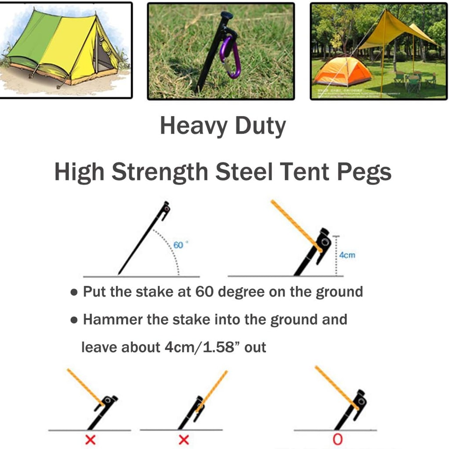 Heavy Duty Forged Steel Tent Pegs 8 Pack: image 10